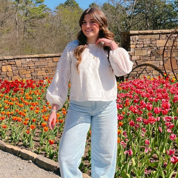 Women's Parisian Lace Long Sleeve Top | Sofie The Label | White - Picture 3 of 12